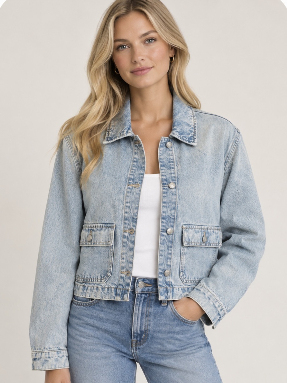 MICHAEL Michael Kors Pale Blue Denim Jacket